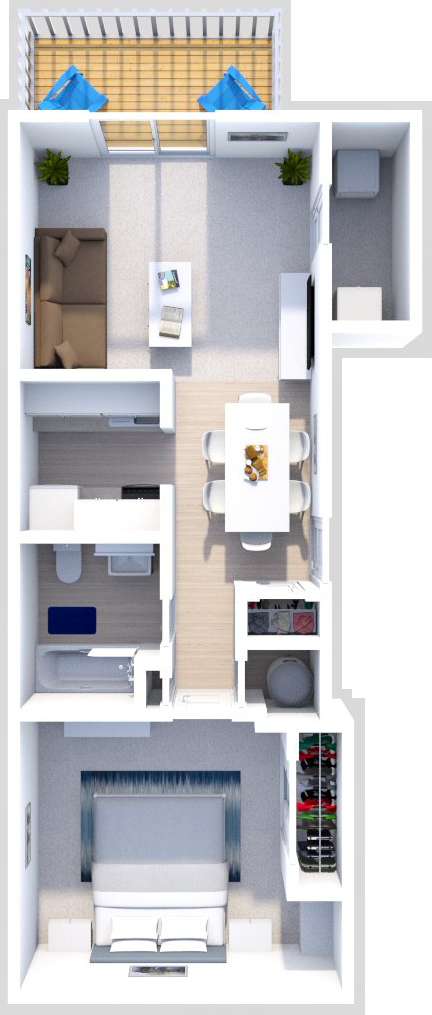 Sacramento floor plan 1 bed 1 bath